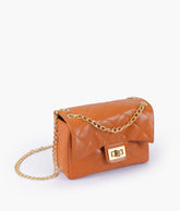 Mustard quilted mini bag with chain